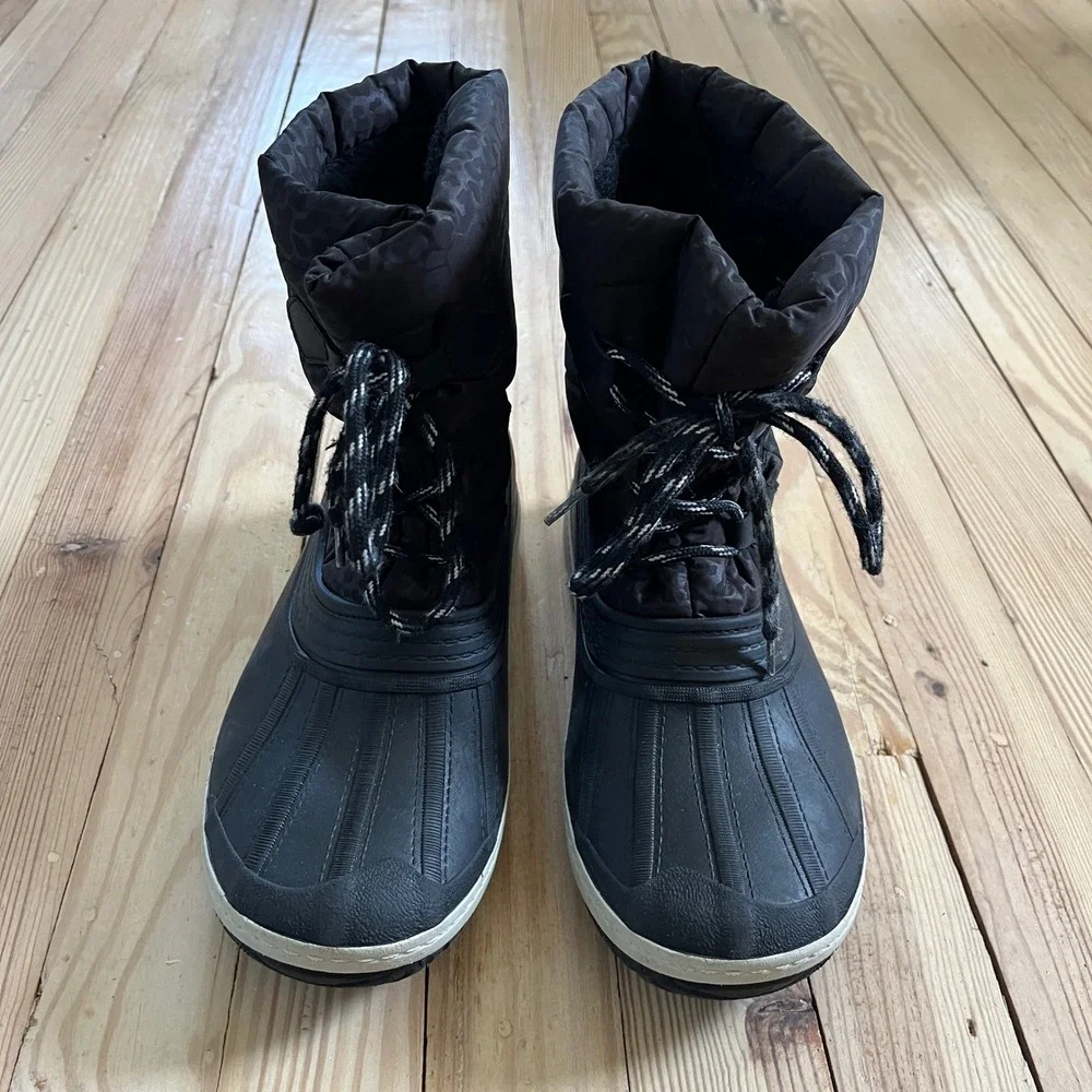 Pajar Canada‎ Kids 5Y Waterproof Snow Boots Black Leopard Print -40C Rated EU 37